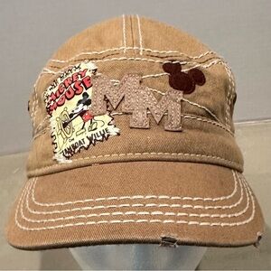 Disney Parks Mickey Mouse Steamboat Willie Military Style Distressed Hat Cap